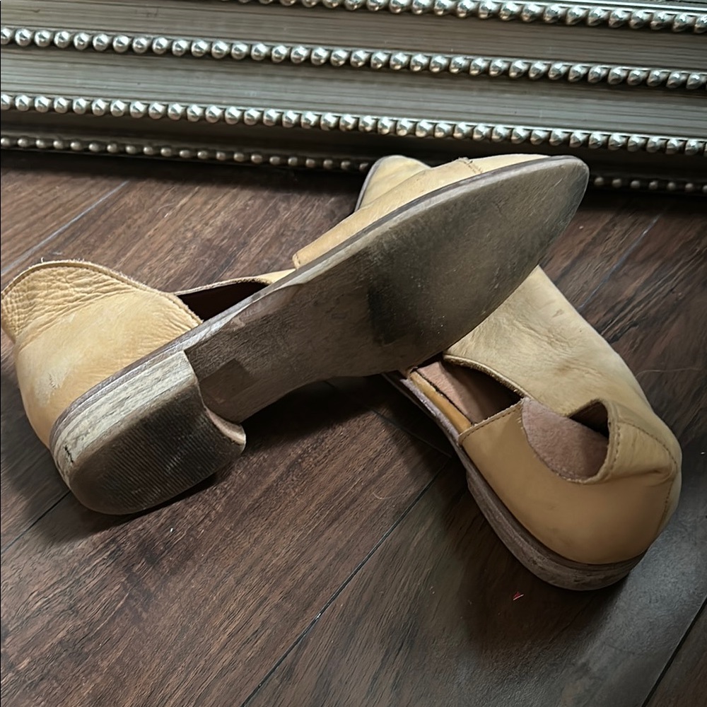 Free People Tan Leather Flats Versatile Slip-On Loafers - Picture 8 of 9